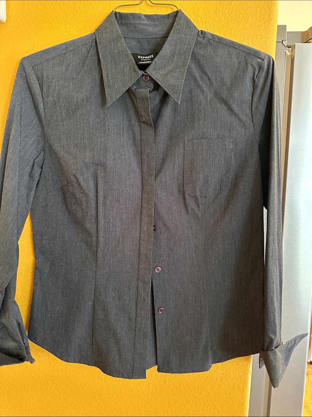 Express Women’s Charcoal Button-Up Dress Shirt